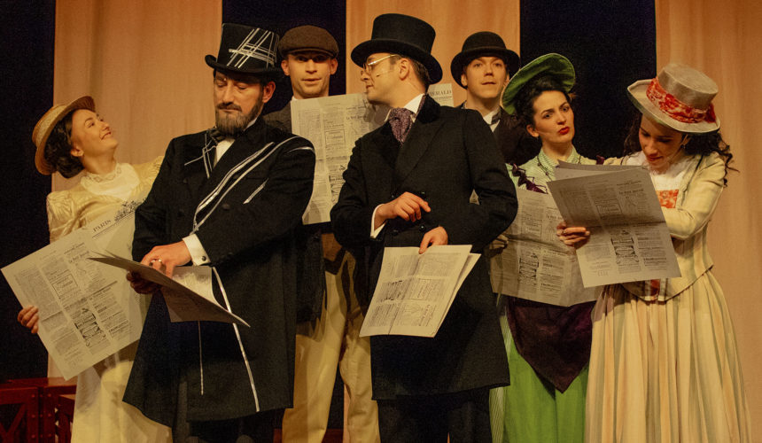 La troupe de "La Tour de 300 mètres – Le musical" au Théâtre des Mathurins